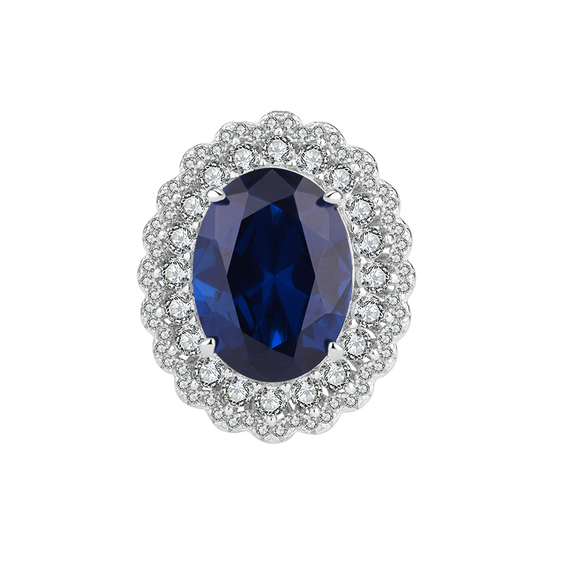 Chic S925 Sterling Silver Tanzanite-Looking Ornament Ensemble Featuring a Variety of Pieces