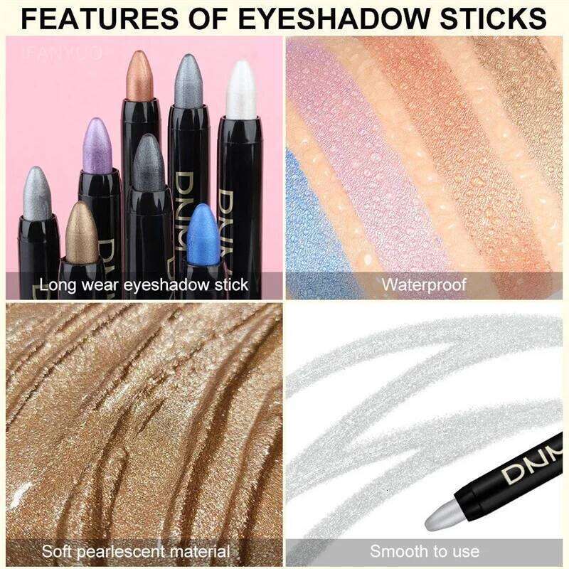 Metallic Red Brown Pencil Lasting Waterproof Eyeshadow Sticks High Pigmented Shimmer Glitter Eye Shadow Stick Makeup free shipping