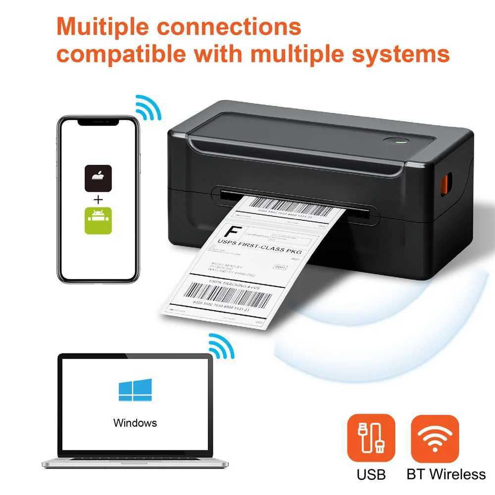 High Speed Shipping Label Printer 4x6 Thermal Label Printer Express Label Maker Support IOS Android Phone PC Laptop R250612