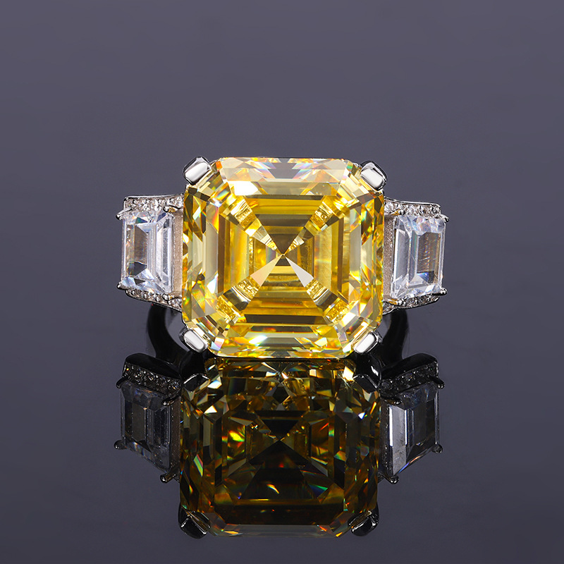 Luxurious S925 PureSilver Yellow Diamond Necklaces and Earings Collection Featuring Precision Crafted Ascher Shapes