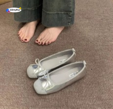 Elegant Flat Evening French Style Small Red Single Women's 2025 Spring Autumn Soft Sole Silver Ballet Shoes ddmythur