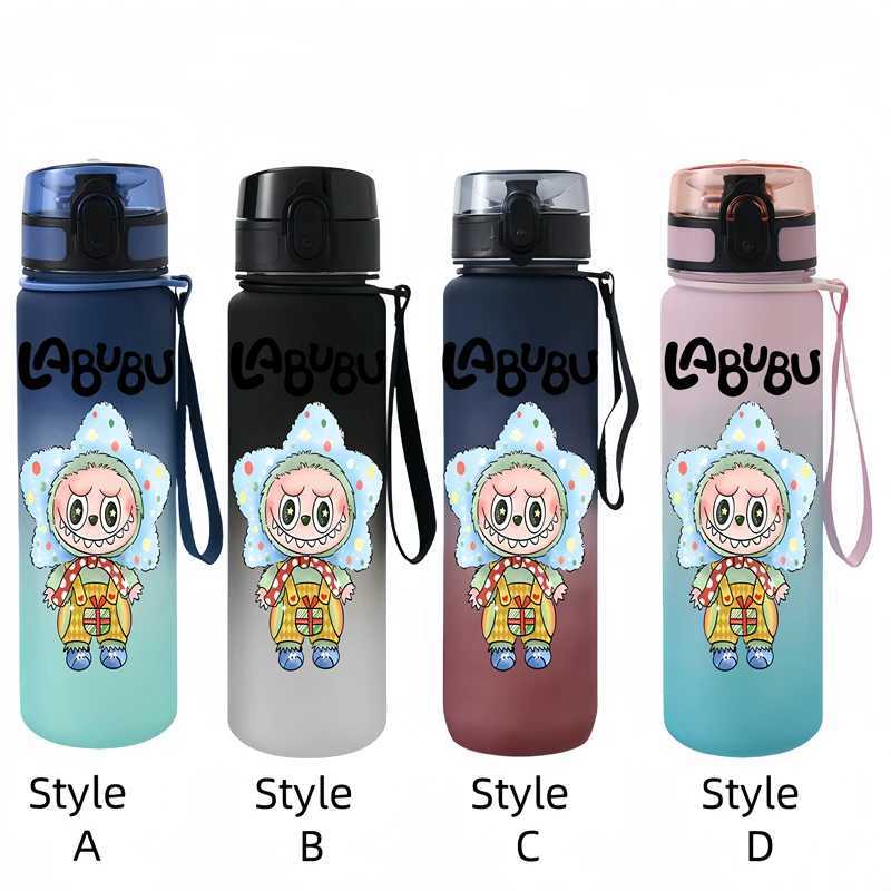 LABUBU 650ml Characters Portable Water Cup Large Capacity Sports Outdoor Plastic Leak-proof Water Bottle Childrens Gift XJ250612