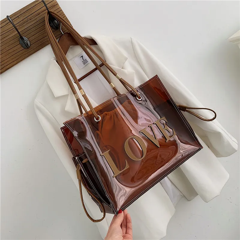 Designer Tote Large Capacity Shopping Fashion Shoulder Outdoor Waterproof Bag PVC Women's 2024 Summer Beach Travel Handbag Free shipping