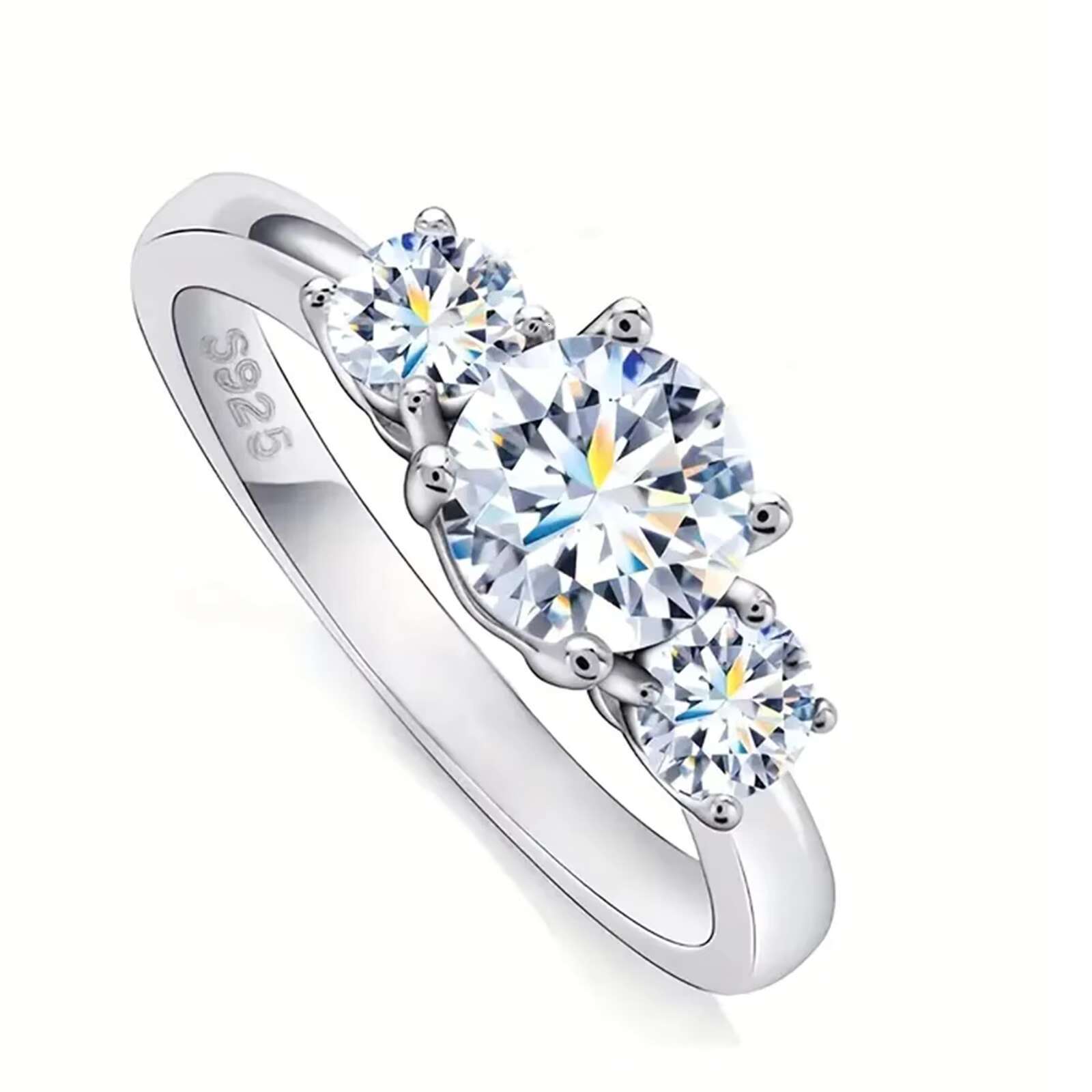 Huitan S925 OEM Luxury Brilliant Round Cubic Zirconia Couple Rings Bridal Wedding CZ Rings for Women Jewelry 925 Sterling Silver