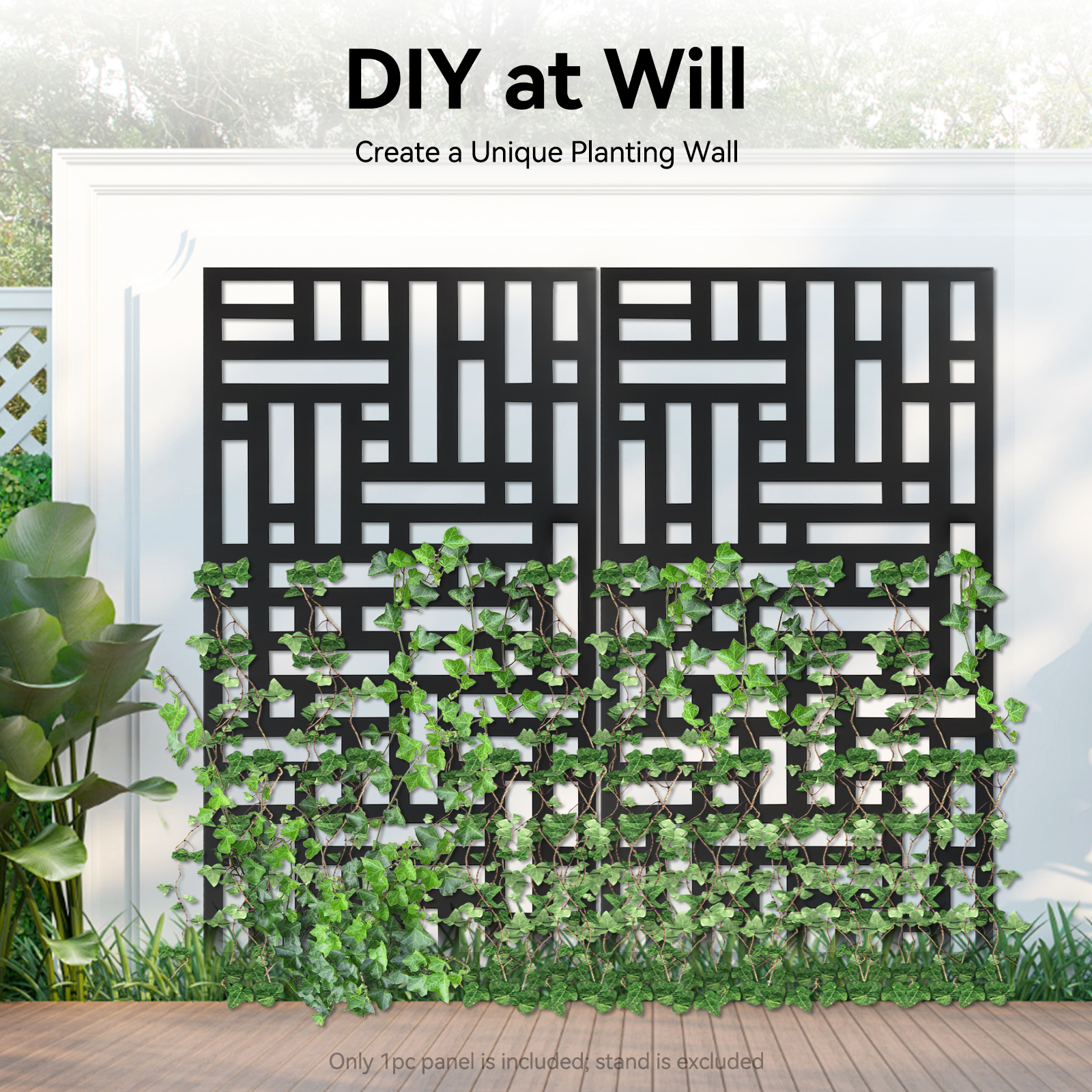 Decorative Outdoor Privacy Screen Panels Metal Fence Panels Patio Decorative Divider for for Indoor Balcony Garden Backyard, Black 23.6 x 46 x 0.7inch