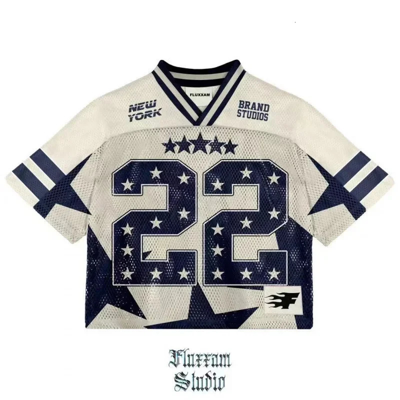 European and American trendy mens Tshirts mesh shortsleeved quickdrying football jerseys retro streetwear Vneck loose tops 250610