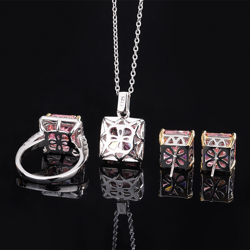 Luxurious S925 Silver Padparadschas - Dazzling 13x13mm Diamond Sets Ideal For Wedding Bliss
