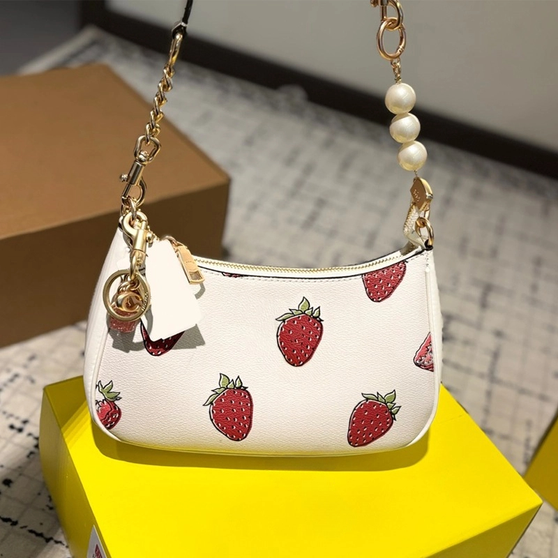Designer Womens Totes Party Mini cowhide 9.45*5.41 inches dating leather cuteUnderarm bag with floral pattern and youthful vitality Free shipping