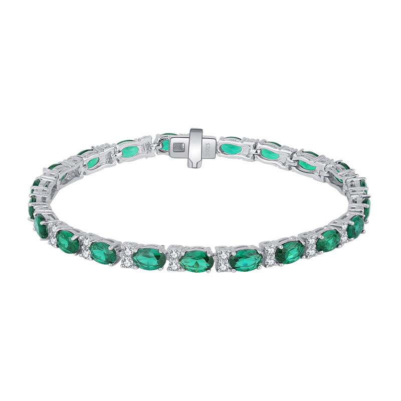 Chic S925 Solid Sterling Silver Ladies' Bracelet With Resin Diamonds - Versatile Piece Suitable For Formal Events