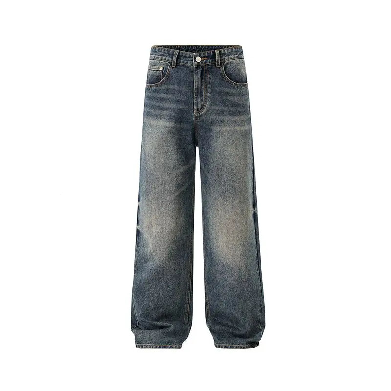 Summer Thin Mens Loose Straight Jeans Cotton Soft Drape Business Casual Trousers Classic Smoke Gray Ice Silk Pants 250611Z