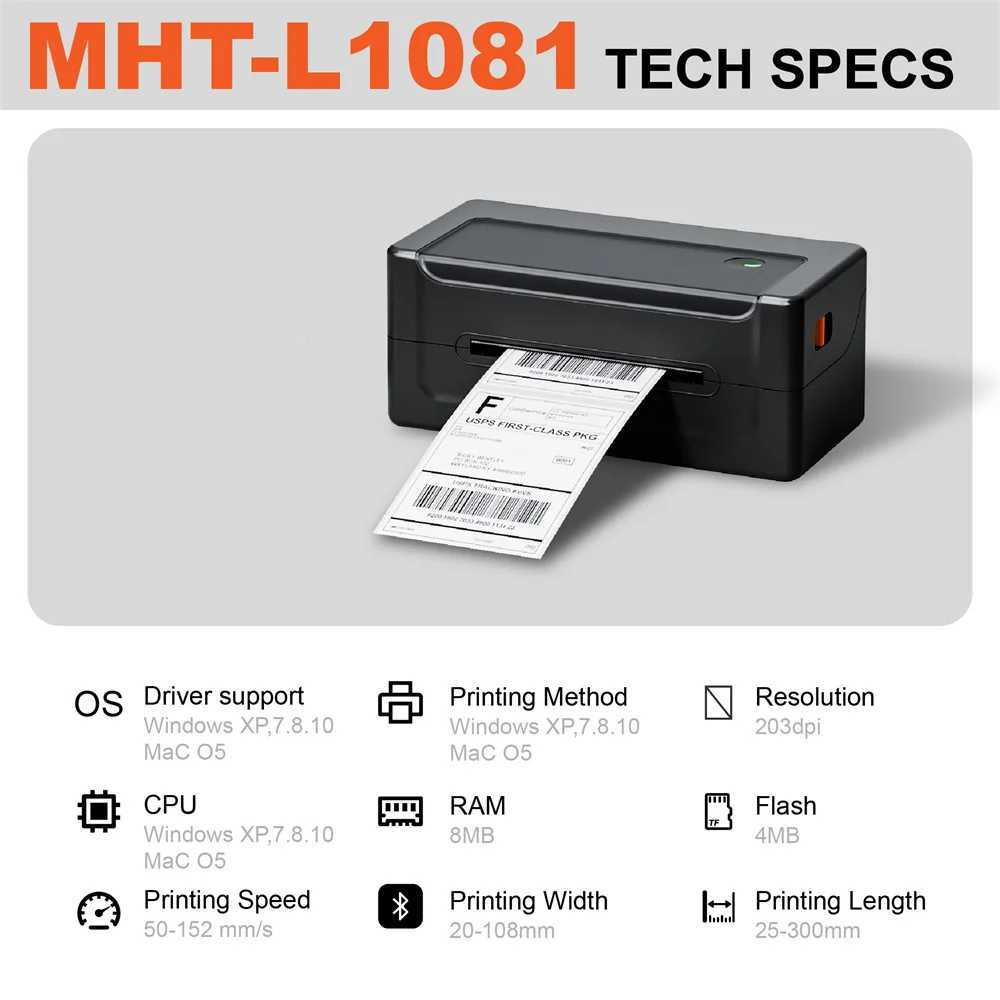 High Speed Shipping Label Printer 4x6 Thermal Label Printer Express Label Maker Support IOS Android Phone PC Laptop R250612