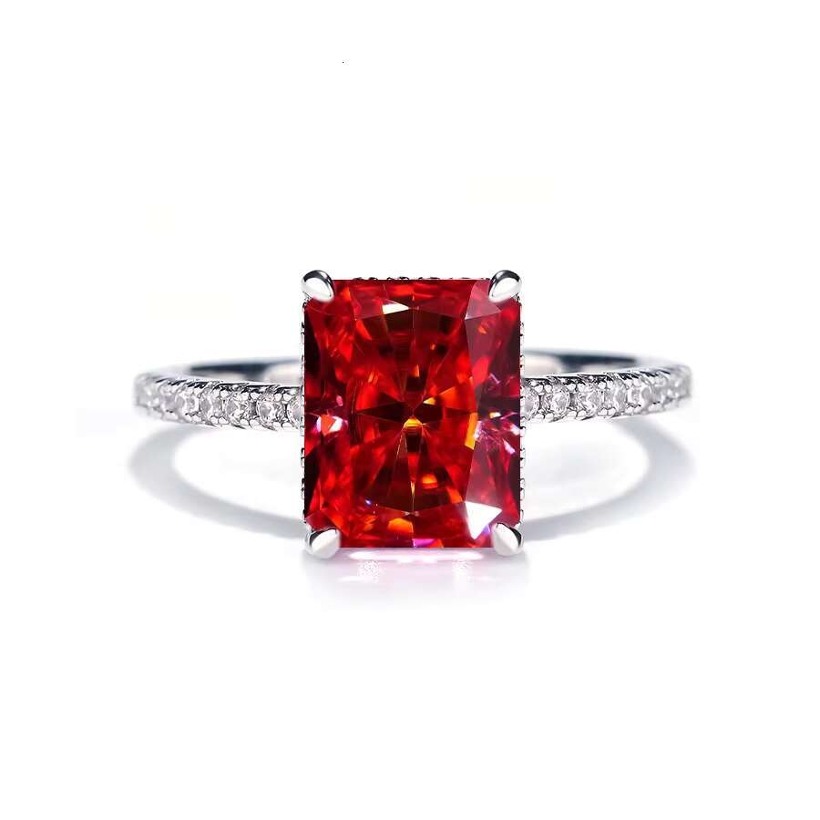 Wholesale 925 Sterling Silver Moissanite Engagement Rings Rectangular 4 Ct 8*10 Radiant Moissanite Ring for Women Jewelry
