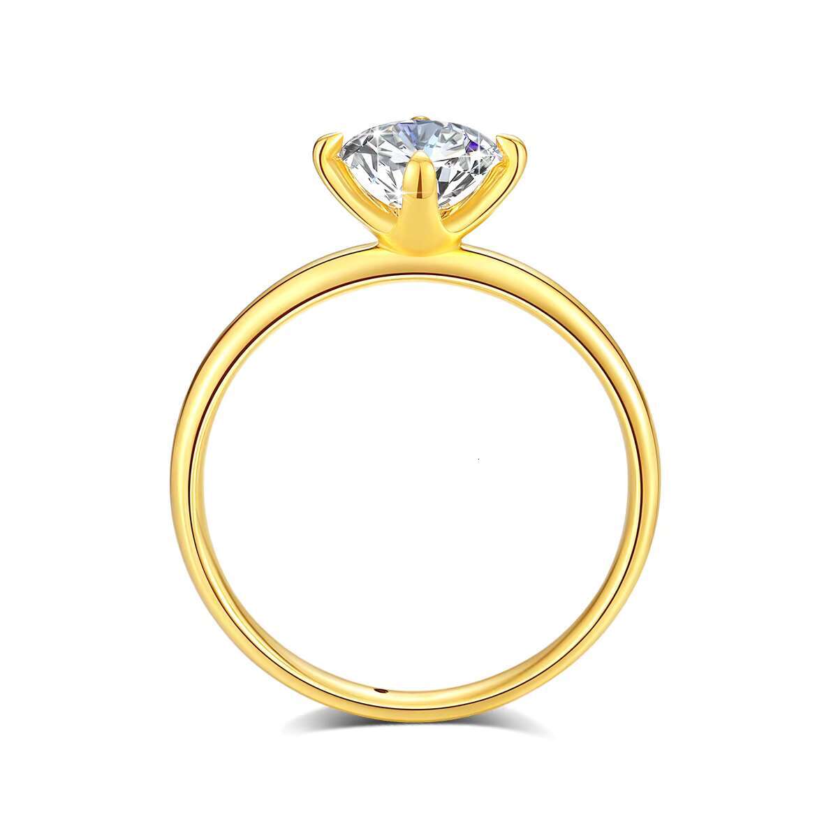Classic 4 Prong Ring Engagement Wedding 1 ct Moissanite Diamond Woman Real 18K Gold 5D Rings Hollow Bijoux Pour Femmes