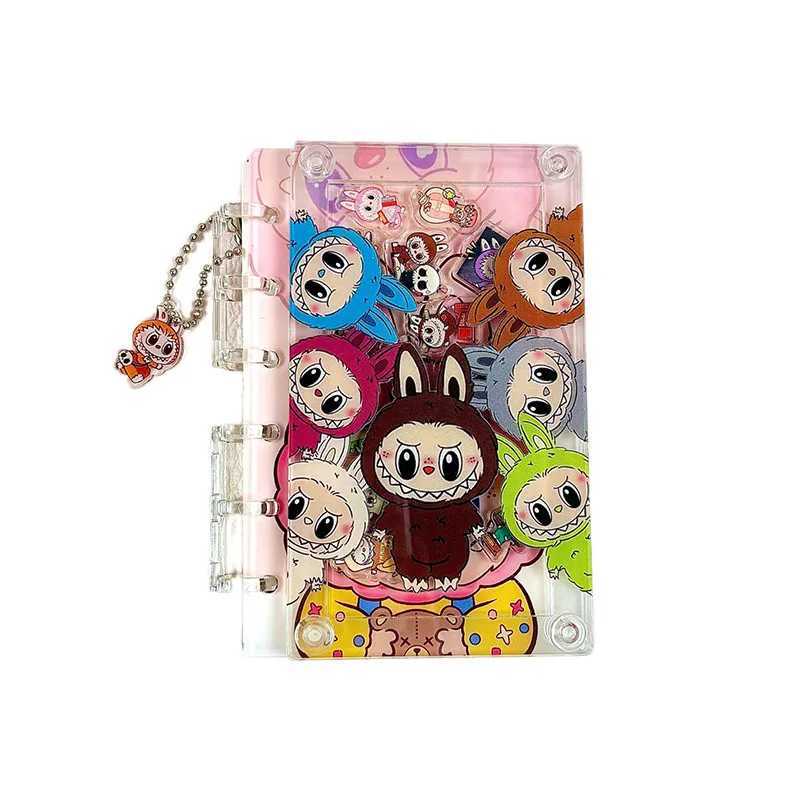 Cartoon Labubu A7 loose-leaf acrylic shaker notebook cute girl anime student diary fashion notebook stationery gift X250612