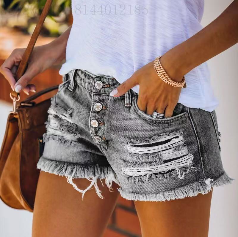 Womens Kith Brand Jean Denim Shorts Cycling Pant Short Cowboy Skirt Girl Ksubi Jeans Gray Side Same Spring Summer Black Burnout Crushed Designer 0B1