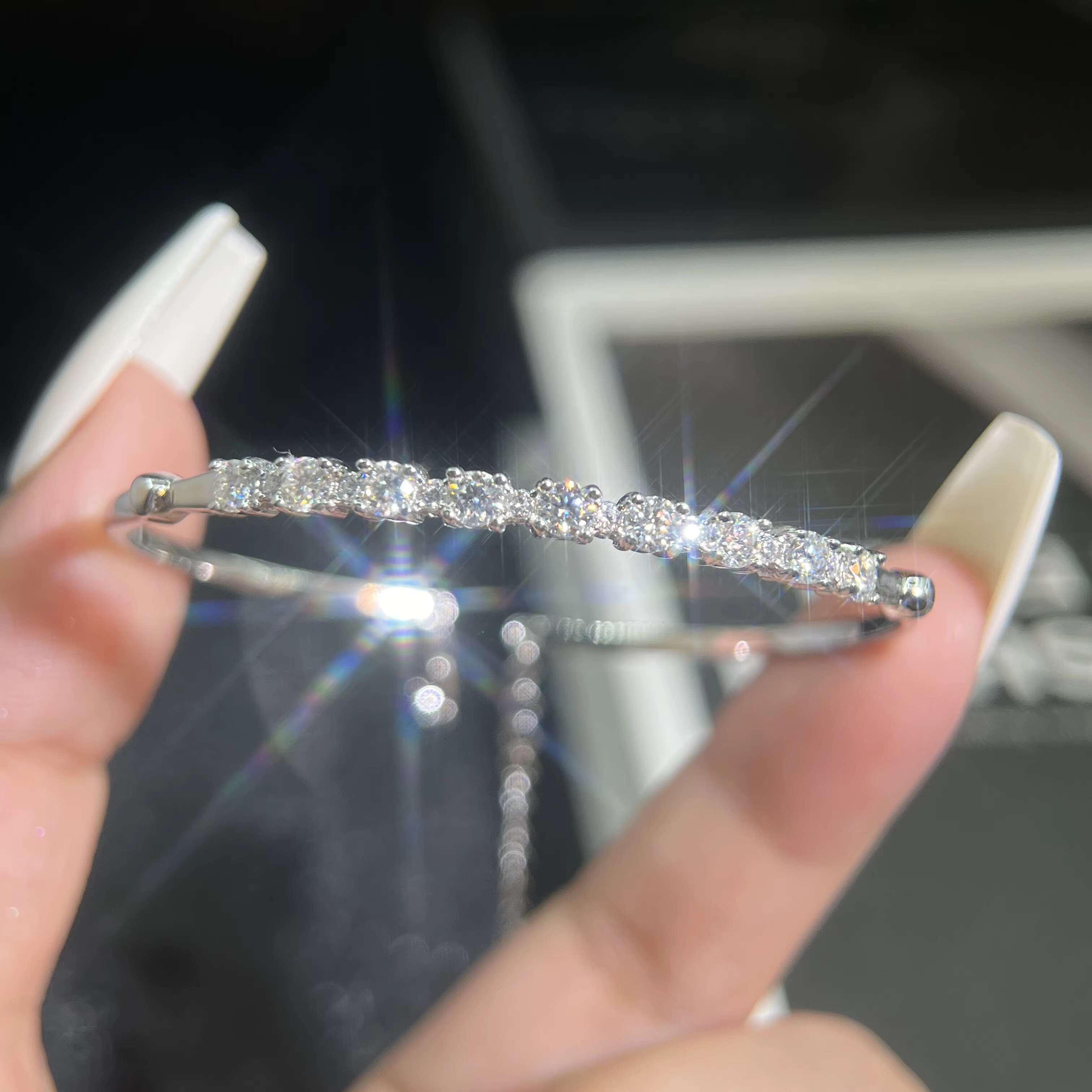 Luxury Diamond Moissanite Bracelet VVS D Color Brilliant Cut Gemstone S925 Silver Tennis Bangle for Women Fine Jewelry