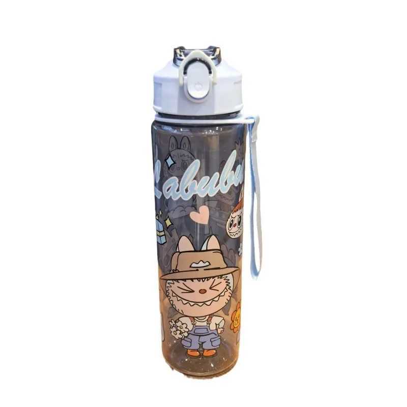 Travel Portable 800Ml Cartoon Labubu Water Bottle with Straw - High-Capacity and Great Kids Birthday Gift X250612