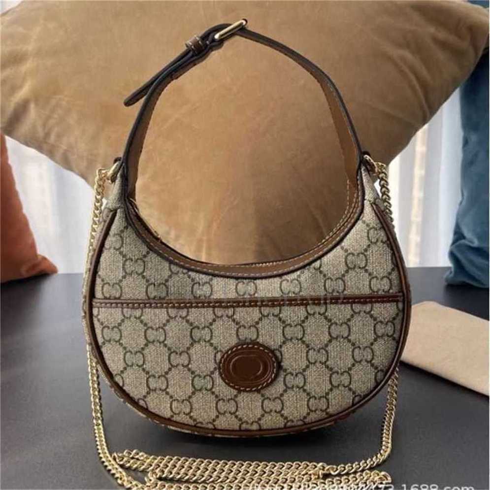 Number original half moon underarm Designer Bag Handbags canvas leather piping chain strap hand-held one shoulder crossbody Jo91