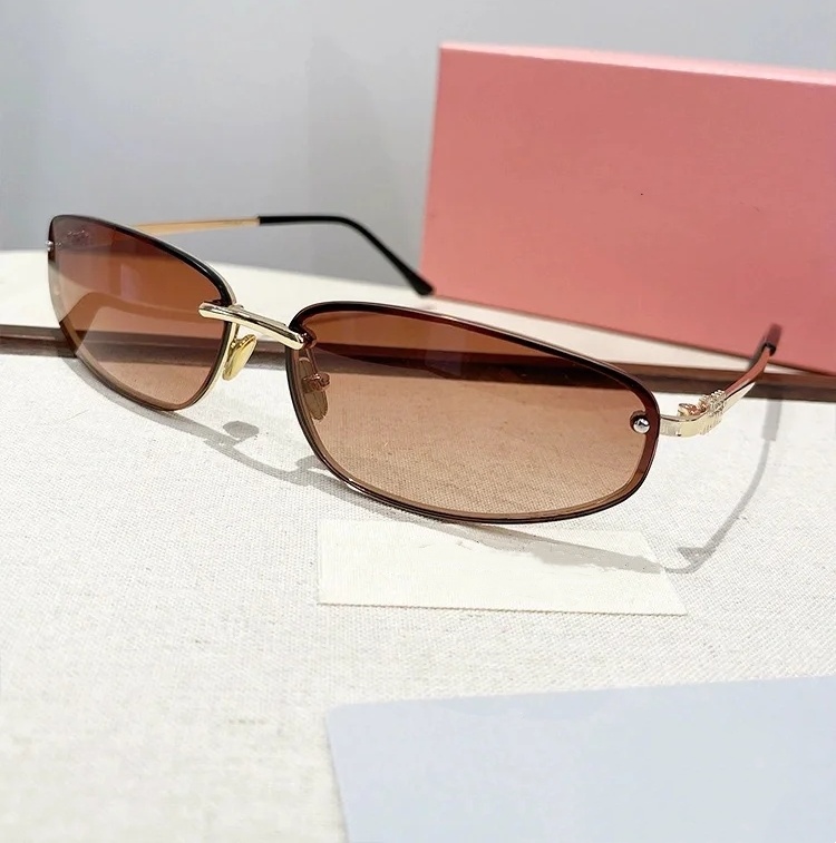 Sunglasses for women designer sunglasses 54Y men sunglass woman rimless frame mirror cat eye shades luxury sun glasses for women Y2K spicy girl withbox