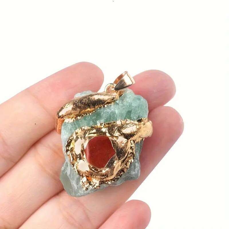 20~40mm Extra Large Gold-Plated Rough Pendant Multicolor Crystal Stone Irregular Necklace Jewelry Accessories