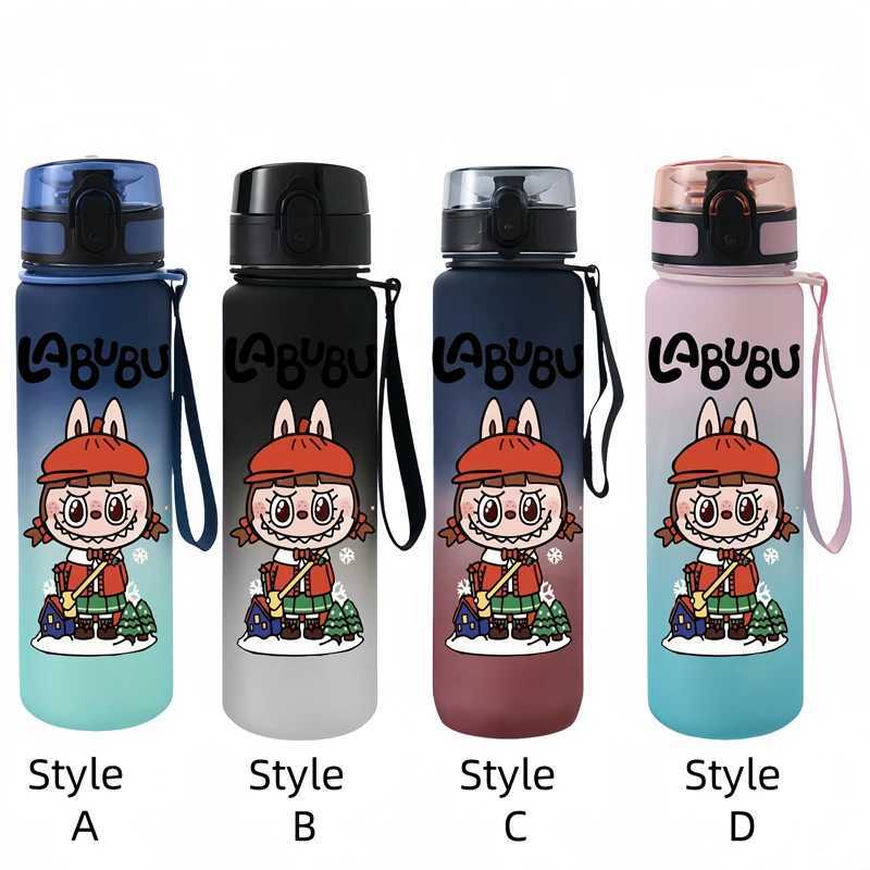 LABUBU 650ml Characters Portable Water Cup Large Capacity Sports Outdoor Plastic Leak-proof Water Bottle Childrens Gift XJ250612