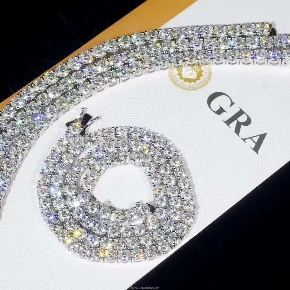 Necklace Bracelet 925 Silver Cuba Chain VVS Jewelry Men Ice Out Necklace Hip Hop Moissanite Diamond Tennis Chain