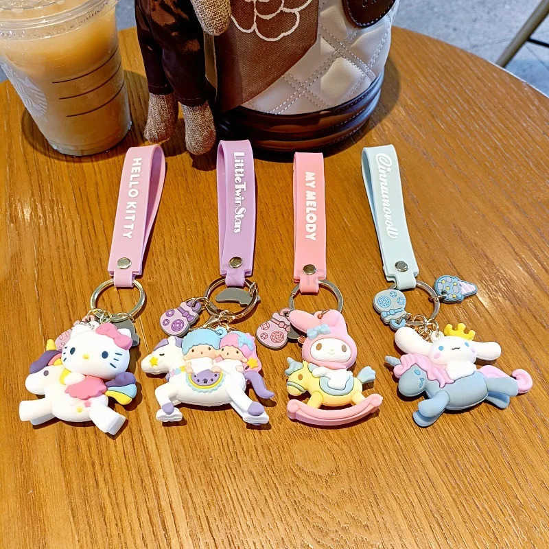 Sanrio 2025 New Hello Kitty Keychain Anime Figures Cute Kawaii Kuromi Backpack Pendant Keyring Phone Accessories Gifts Toy DIY X250612
