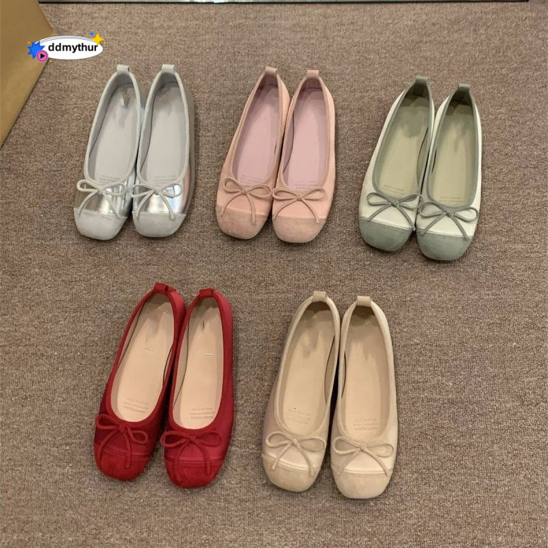 Elegant Flat Evening French Style Small Red Single Women's 2025 Spring Autumn Soft Sole Silver Ballet Shoes ddmythur