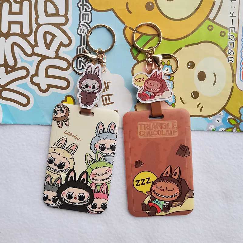 Labubu Cartoon Anime Character ID Card Holder Set Subway Bus Student Work Access Card Pendant Badge Cards Cover Holiday Gifts X250612