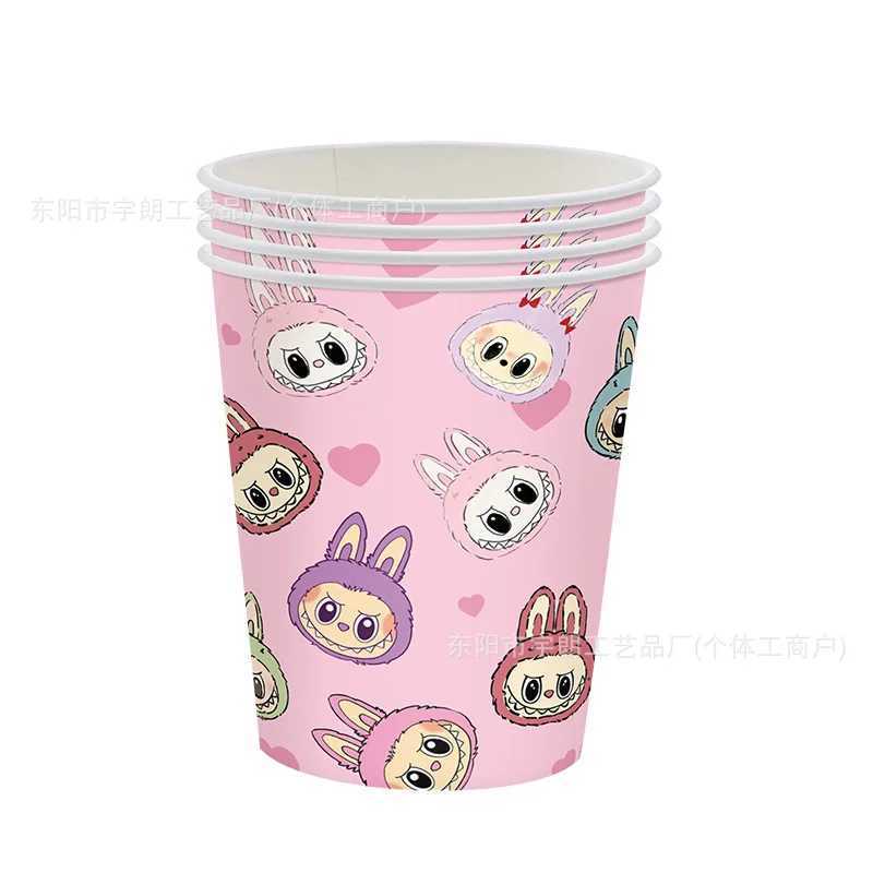 82pcs/Set Labubu Theme Birthday Par Decorative Supplies Holiday Disposable Tableware Forks Spoons Flag Par DecorationsXJ250612
