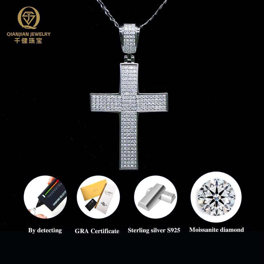 Fsat Delivery 925 Silver Iced Out Pendant Cross Moissanite Pendant Fashion Style Hip Hop Jewelry for Men/Women