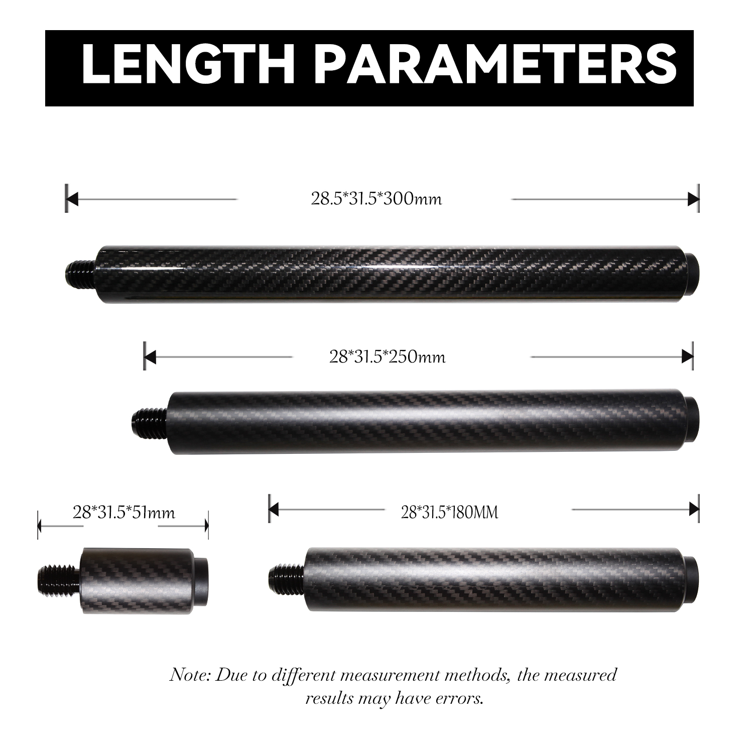 OKHEALING Pool Cue Extension Carbon Fiber Billiard Pool Stick Extender Quick Installation Billiard Accessories Parts for Pool Cue Butt End