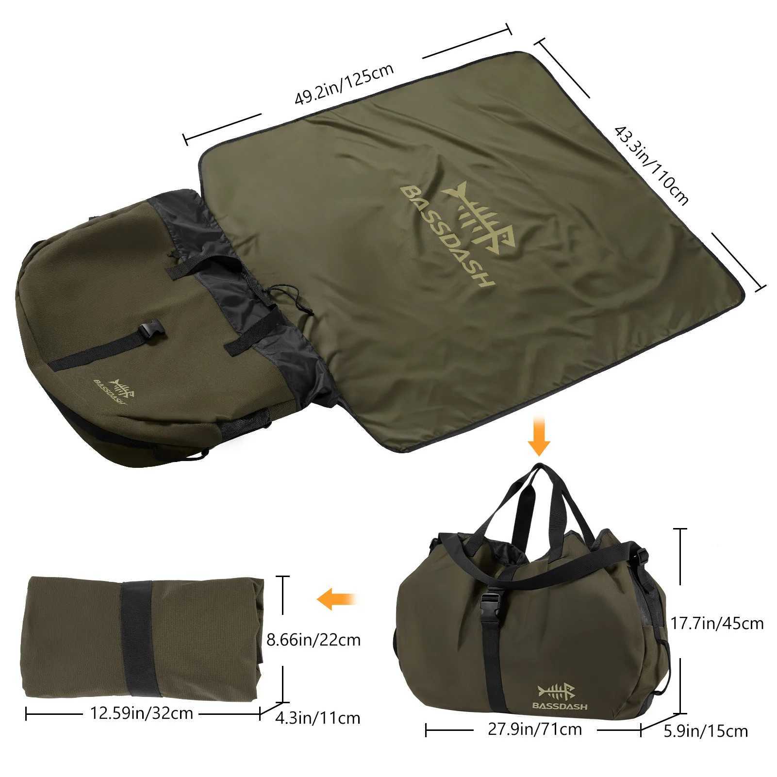 BASSDASH Wader Bag Foldable with Changing Mat Shoulder Strap Handles Mesh Boot Storage for Fishing Travel Hunting Hiking FP08 X250612