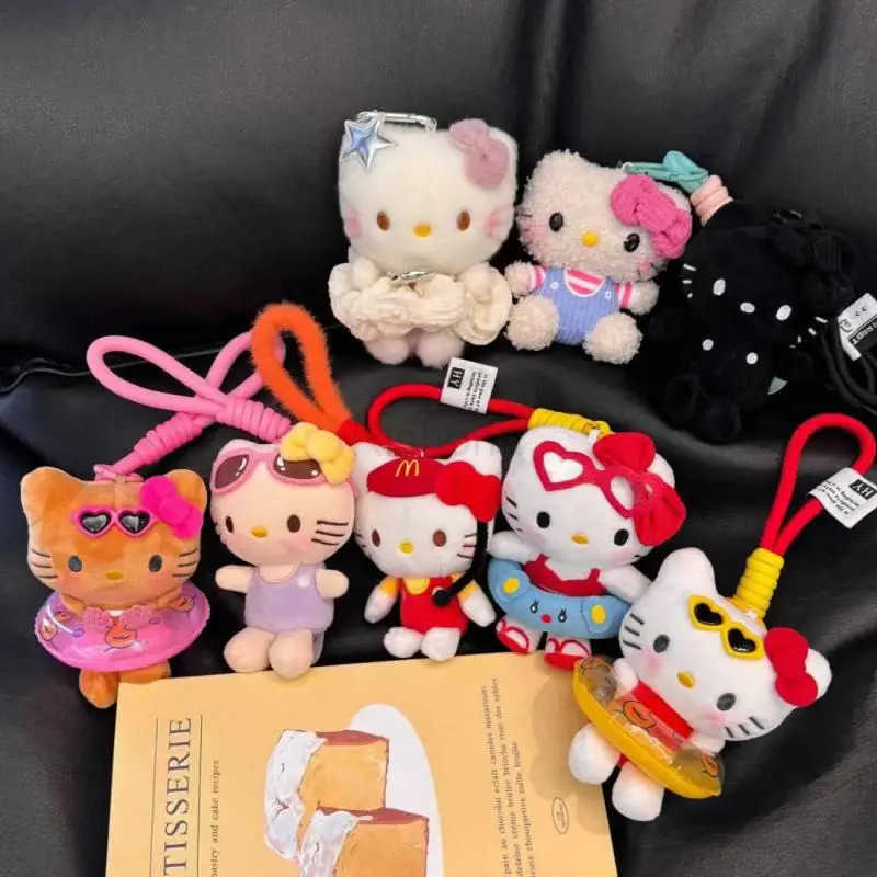 Sanrio Wholesale Hello Kitty Keychain Pendant Cartoon Kawaii Kitty Cat Plush Doll Women Bag Pendant Decorations Birthday Gift X250612