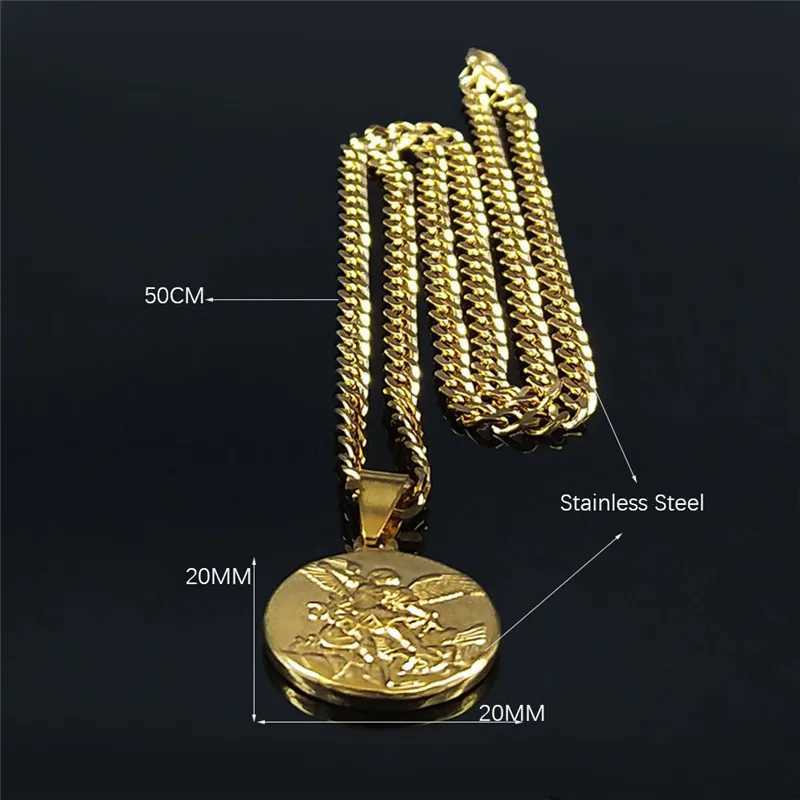 Archangel Saint Michael Stainless Steel Chain Necklace for Women/Men Gold Color Pendant Necklaces Jewelry colier homme NK62S02 W250612