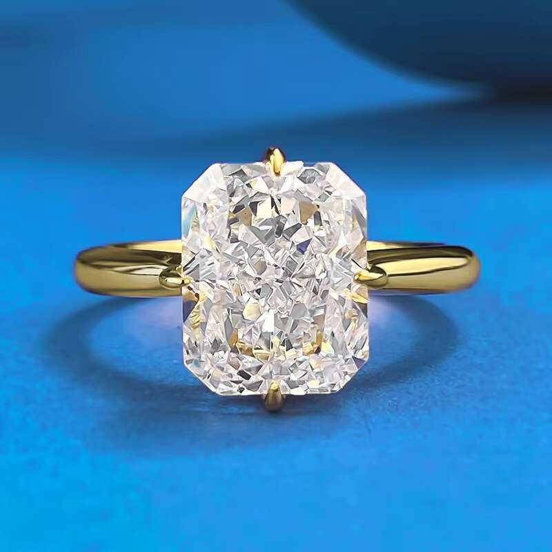 European American Zircon Wedding Engagement Ring High Carbon Diamond 8*10 White Ice Flower Cut S925 Silver Fine Rings