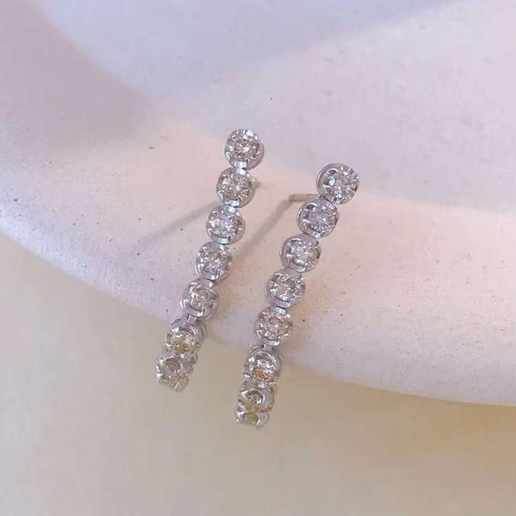 Fine Jewelry Earrings 18K White Gold Bezel Set Moissanite Chandelier Earring Women