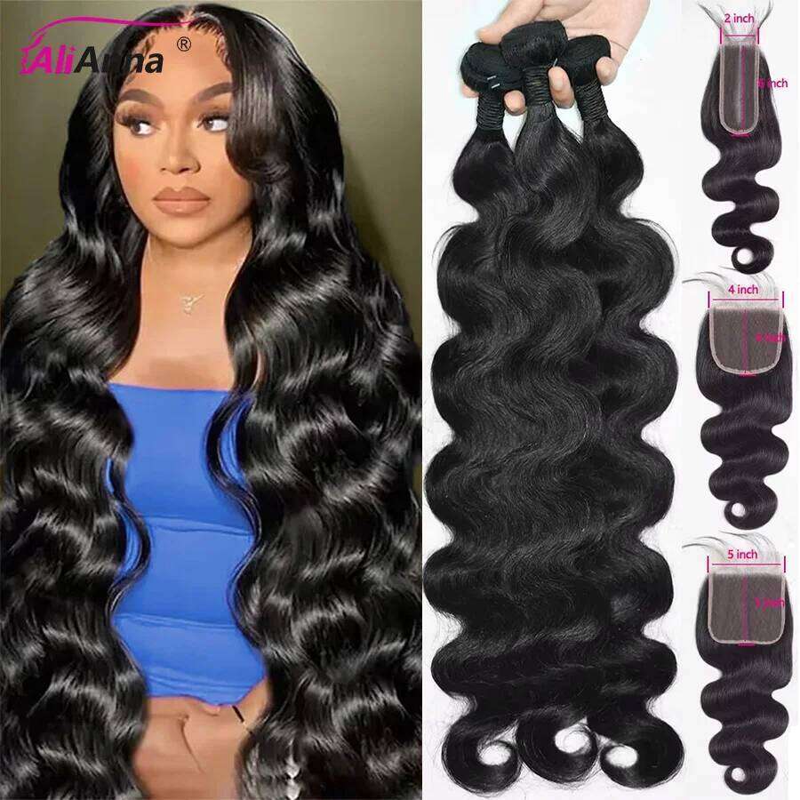 24 26 Inch And Body Wave With 4x4 Raw Bundles Human Hair 5x5 2x6 HD Lace Closure