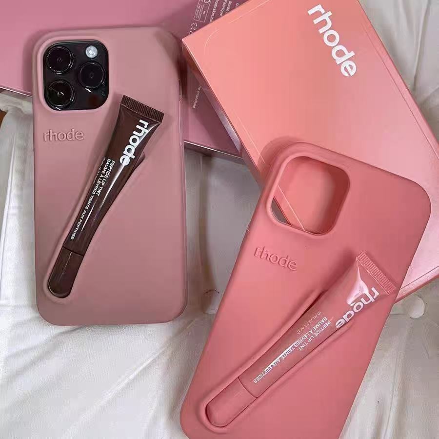 Rhode Case 2-in-1 Lip Gloss/Lipstick/Silicone Phone Case for iPhone 16/15 Pro Max Samsung S23FE/S23ULTRA/S24ULTRA Soft Cover