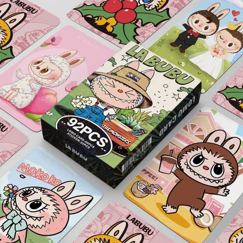 92pcs Labubu Collection Cards Photocard Anime Figures Print Photo Kaii Game Postcards Funny Fans Birthday GiftsXJ250612