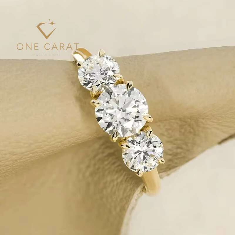 One Ct Custom Fine 14K Gold Engagement Wedding Ring for Women GRA VVS Diamond Moissanite Classic Style for Parties