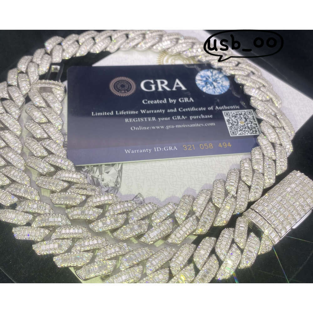 OACOCA Selling 15mm 925 silver inset Moissanite hip hop Cuban drill collar