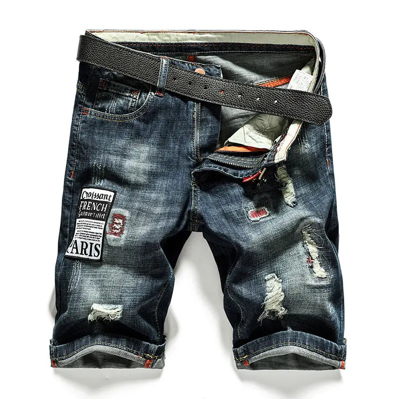 Mens Summer Straight Denim Jeans Shorts Casual Ripped Washed Hip Hop Cowboy Stretchy Midlength Knee Pants 250611Z