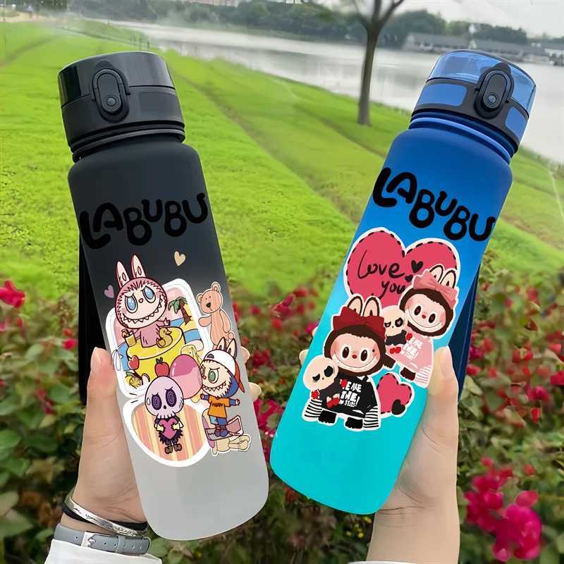LABUBU 650ml Characters Portable Water Cup Large Capacity Sports Outdoor Plastic Leak-proof Water Bottle Childrens Gift XJ250612