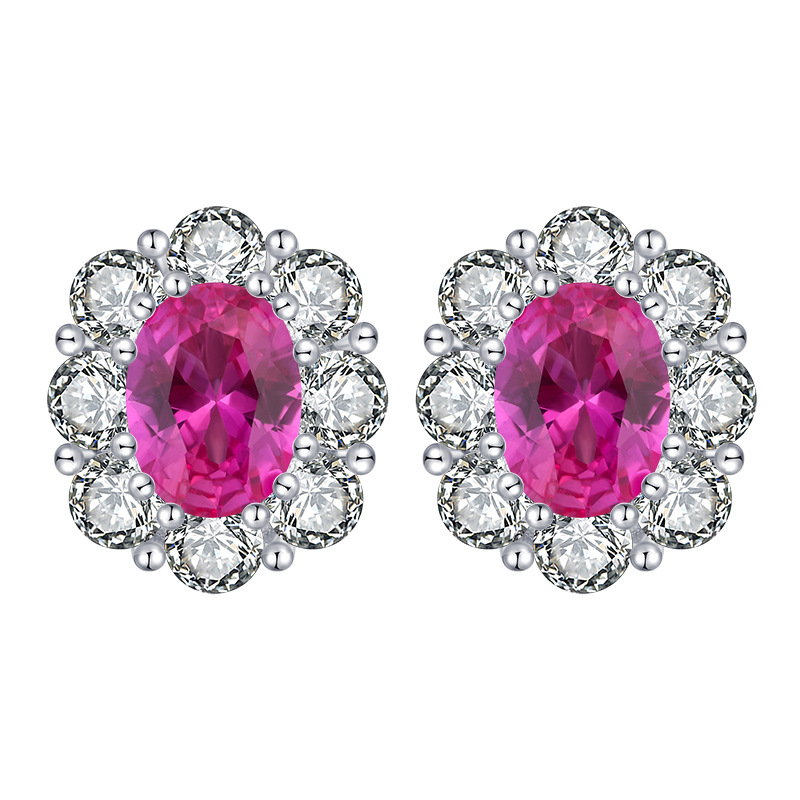 S925 Silver Faux Magenta Egg Fashion Pendant Earring Set, 810mm Pendant, 68mm Earrings, Perfect for Weddings and Special Occasions, Ideal for Women