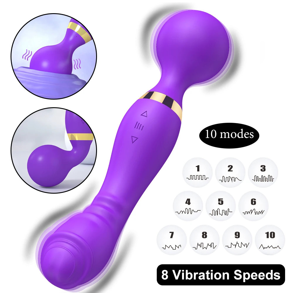 Magic Wand 20 Speeds Powerful Dildos Vibrator Dual Motor Large GSpot AV Massager Clitoris Stimulator for Female Adults Sex Toys 250612