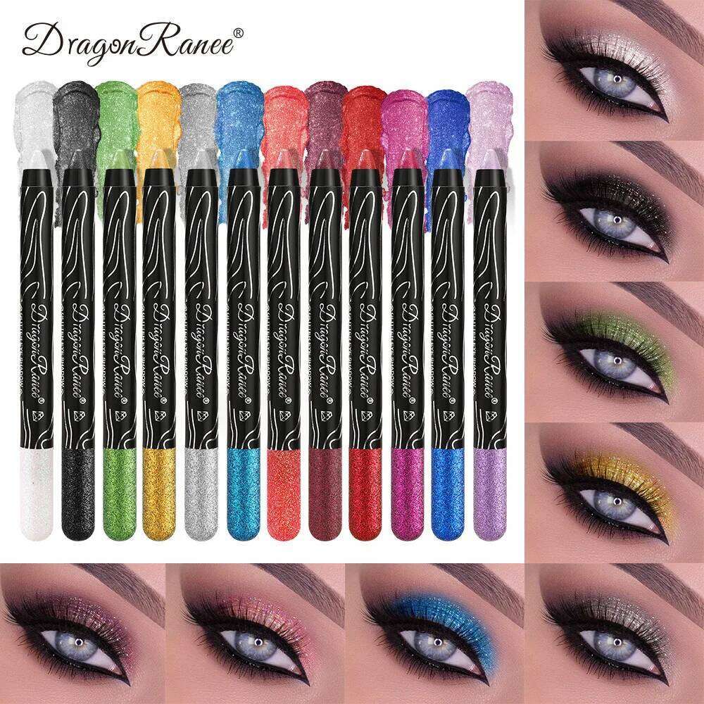 1Pc Metallic ple Eyeshadow Pencil Glitter Silkworm Liner Pen Highlighter Long Lasting Gold Blue Cream Eye Shadow Stick Makeup free shipping