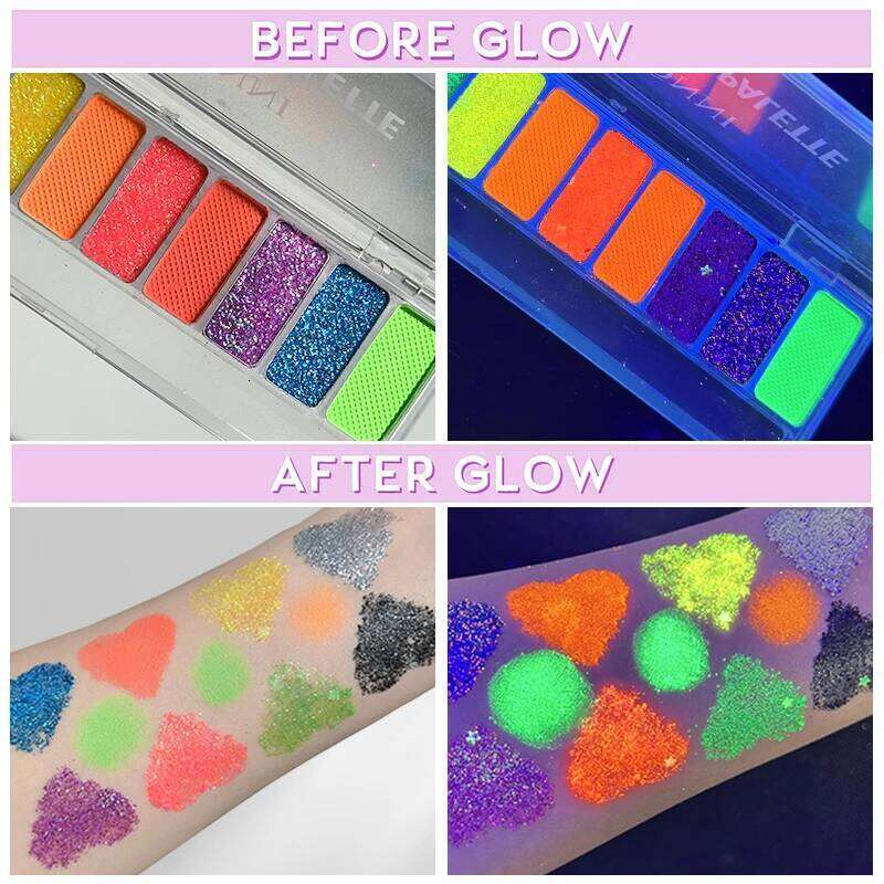 Eyeliner eye shadow palette makeup UV Glow in Dark Fluorescent Neon Face Paint Eyeshadow Makeup Cosmetics For sic Festival free shipping