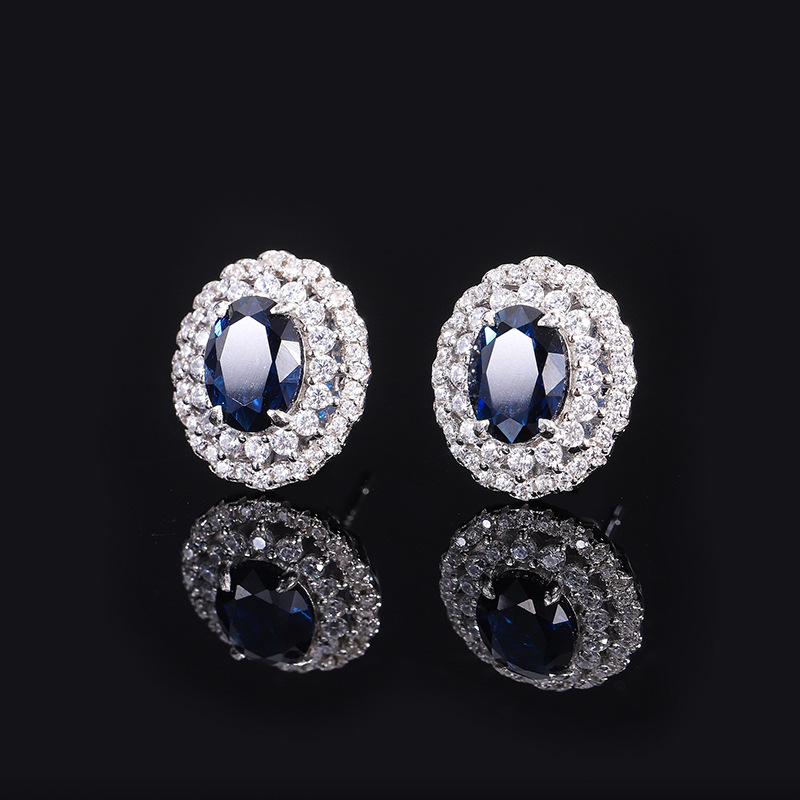 Chic S925 Sterling Silver Tanzanite-Looking Ornament Ensemble Featuring a Variety of Pieces