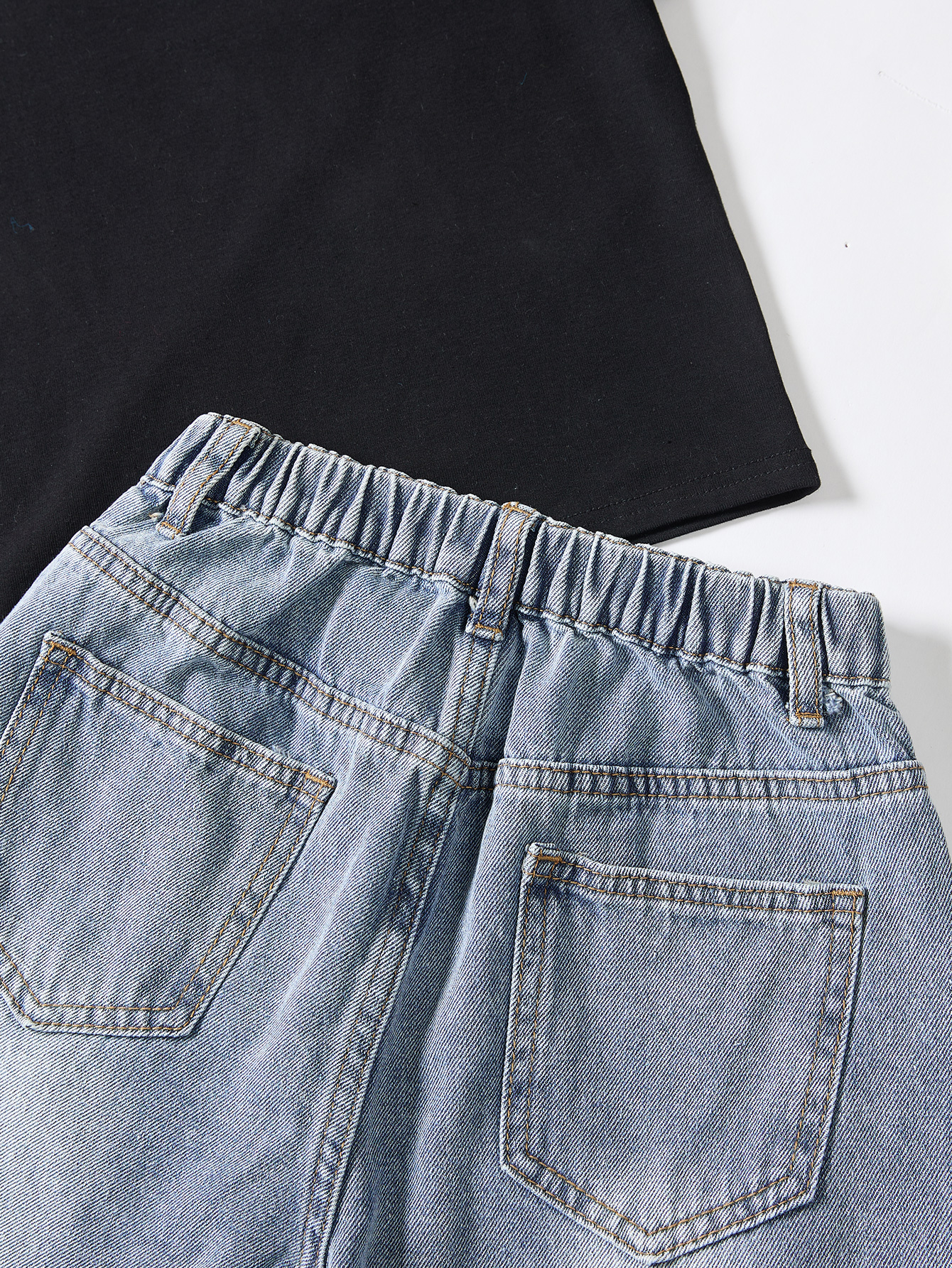 Summer Cooling Children's Loose-Fitting Jeans Short Pants with Stretchy Waistline Ideal Age: 8-12 Years Old